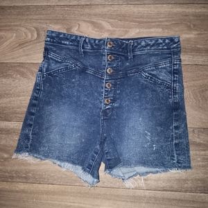 American eagle dark wash denim high rise jean shorts size 10